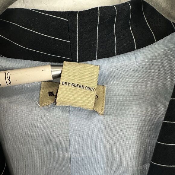 Anthropologie Elevenses Jacket Women Size 6 Navy Black Stripe Crop Blazer Preppy - Picture 8 of 9